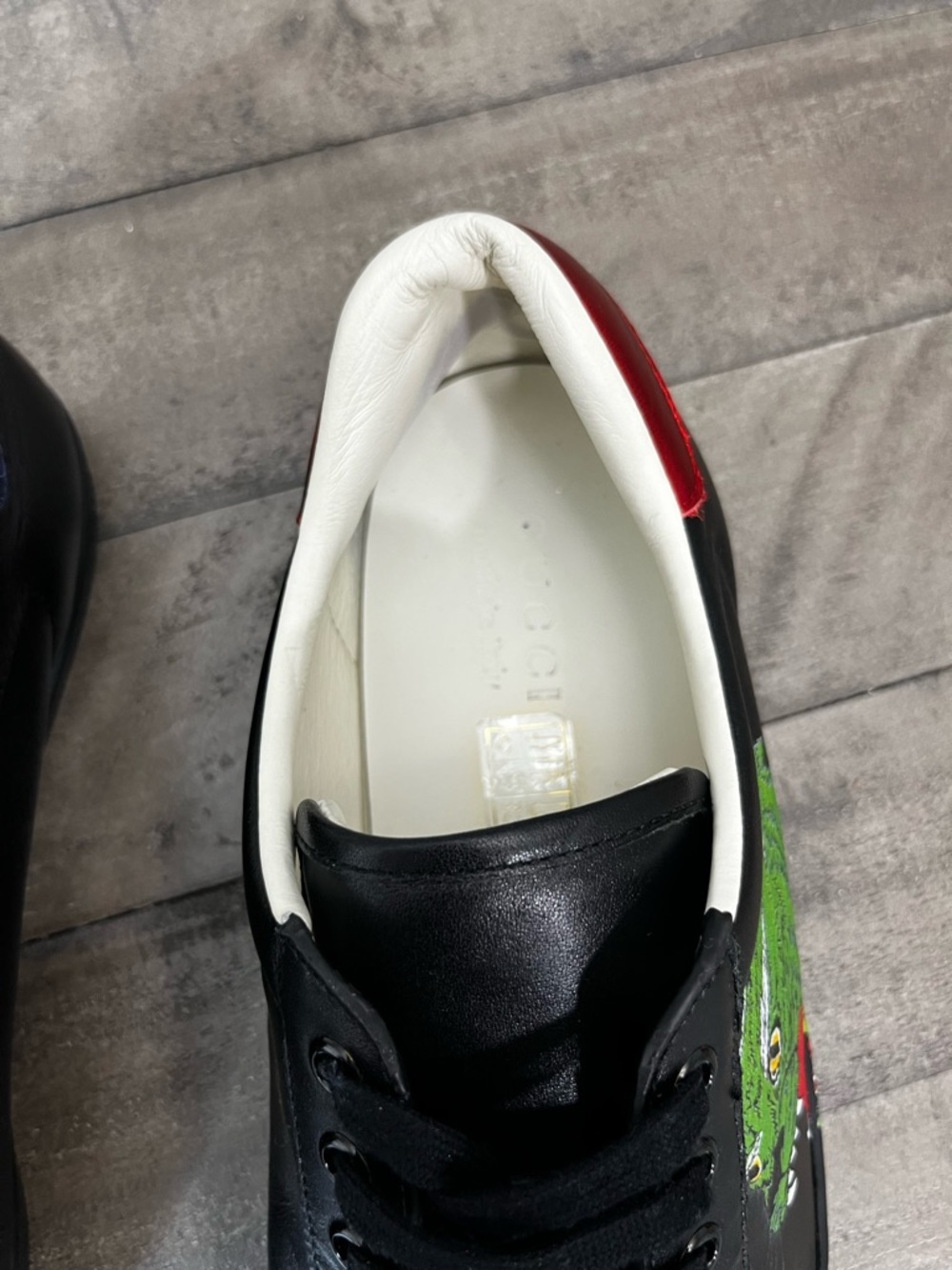 GUCCI Ace Low Black Green Panter
Leather Sneakers Sz 12 - Picture 6 of 7